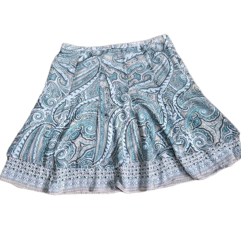 WHITE HOUSE BLACK MARKET Women's size 8 Paisley print layered skirt green teal